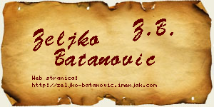Željko Batanović vizit kartica